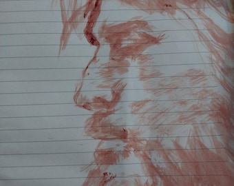 Original Jesus Christ Portrait Ink Drawing | Hand Drawn Religious Art | Unique Finger Painted Artwork | Christian Wall Decor | Handmade Sket