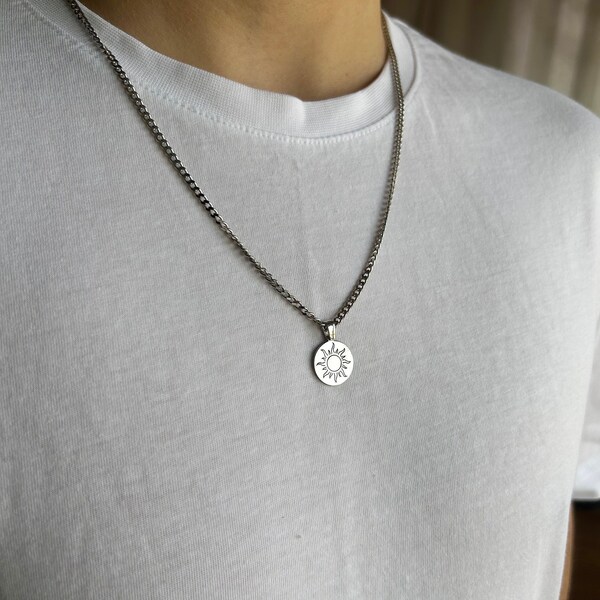 Sun necklace for guys clearance