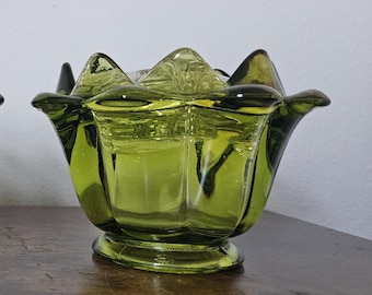Viking Glass Artichoke Flower Frog Vase - green