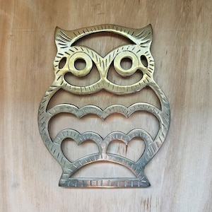 Vintage brass owl trivet