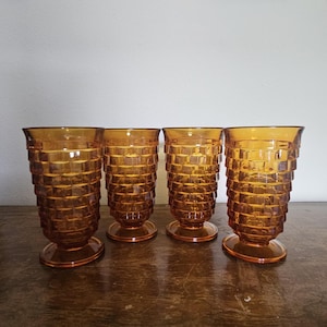 Vintage Amber Indiana Whitehall Cubist Glasses