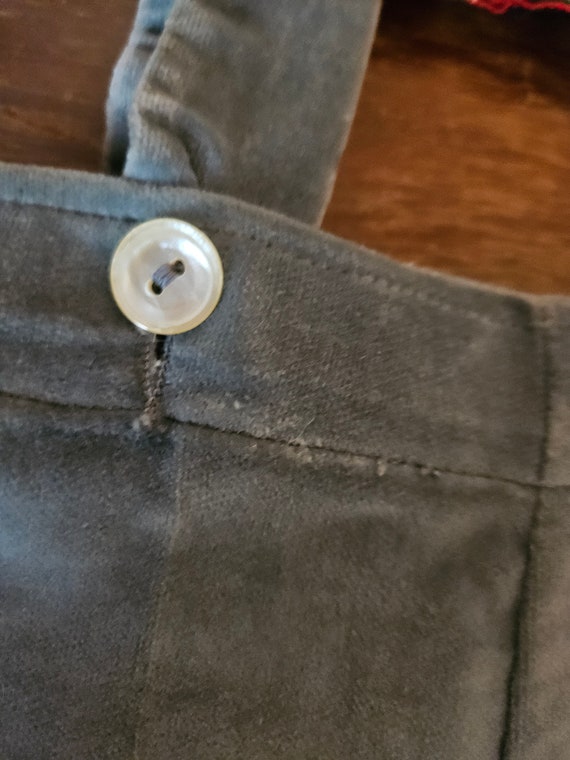 Vintage toddler blue velvet shorts overalls - image 6