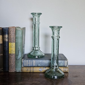 Pair of vintage glass candlesticks