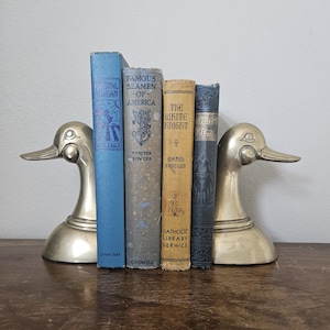 Vintage Brass Duck Head Bookends