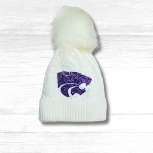 White K-State Wildcats Luxe Crystal Beanie KSU