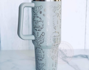 Hand Drawn Chicken Design Full 40 oz Cup Wrap| Rooster| Chicks| Digital| Laser Cup Wrap