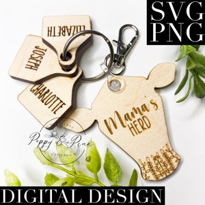 Mama&#39;s Herd and Cow Tags Digital Download | Laser Cut File | Glowforge | SVG | PNG