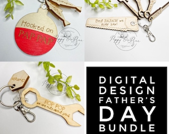 Father's Day Keychain Bundle | Digital Design | Father's Day | Tools | Fishing | SVG | PNG| Glowforge| Laser Cut File| Keychain