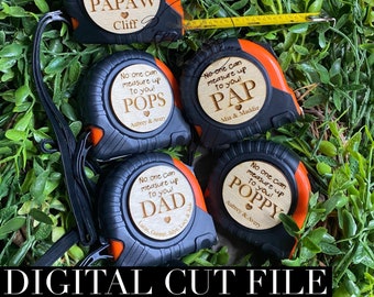 Father's Day Tape Measure Round Digital Design | Father's Day| Laser Cut File | Glowforge File | Measuring Tape