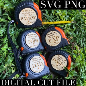 Father&#39;s Day Tape Measure Round Digital Design | Father&#39;s Day| Laser Cut File | Glowforge File | Measuring Tape