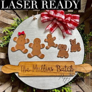 Gingerbread Family Batch Sign SVG | Cut File | Glowforge Basic Plus Pro Ready | Laser | Christmas | Gingerbread Cookie