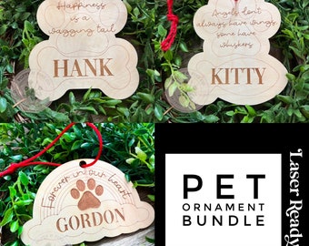 Pet Ornament Bundle | Christmas Ornament | Memorial Ornament| Holidays | Glowforge| SVG| Laser Cut File