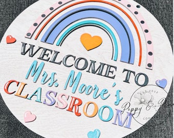 Boho Rainbow Welcome Classroom Sign Download | Laser Cut File | SVG|