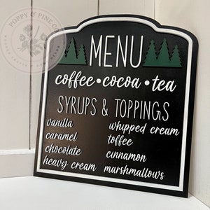 Sinal do menu da barra de café | Forja Brilhante| Café | Chá | Cacau | Sinal do cardápio | Arquivo de corte a laser