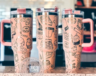 HAND DRAWN Bakers Dream Full Wrap 40 oz| Pastry| Bread| Kitchen| DIGITAL| Laser Cup Wrap