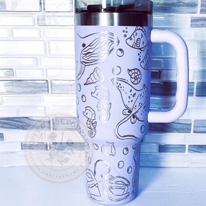 Hand Drawn Ocean Design 2.0 NEW ANIMALS Full 40 oz Cup Wrap| Sea Life| Digital| Laser Cup Wrap