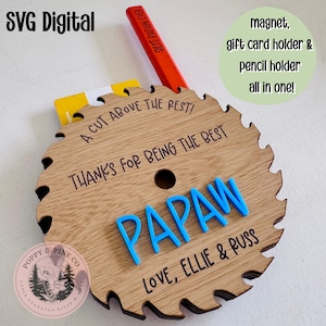 Aimant coupé au-dessus du reste | Pot à crayons de menuisier | Porte-cartes cadeau SVG