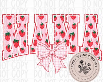 Mama Erdbeere Gingham PNG