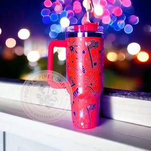 American Fireworks Full 40 oz Cup| Fourth of July| Digital| Laser Cup Wrap