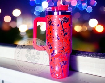 American Fireworks Full 40 oz Cup| Fourth of July| Digital| Laser Cup Wrap