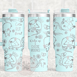 Opossum mignon mais sauvage TumblerWrap NUMÉRIQUE dessiné à la main ARTISTE ORIGINAL