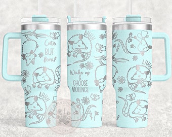 Cute but Feral Opossum TumblerWrap DIGITAL Hand drawn ORIGINAL ARTIST