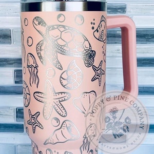 Hand Drawn Ocean Design Full 40 oz Cup Wrap| Sea Life| Digital| Laser Cup Wrap