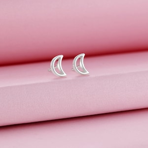 Crescent Moon Studs, Sterling Silver Studs, Open Crescent Moon Studs, Celestial Stud earrings,