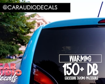 Warning 150+ DB-Basshead Decals-Subwoofer-Car Audio Decals-Car Audio Sticker