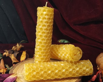 Pack of 5 honey candles – 100% handmade beeswax | ritual, eco-friendly decoration, natural gift | Bee Wax | Honey candles | Witches