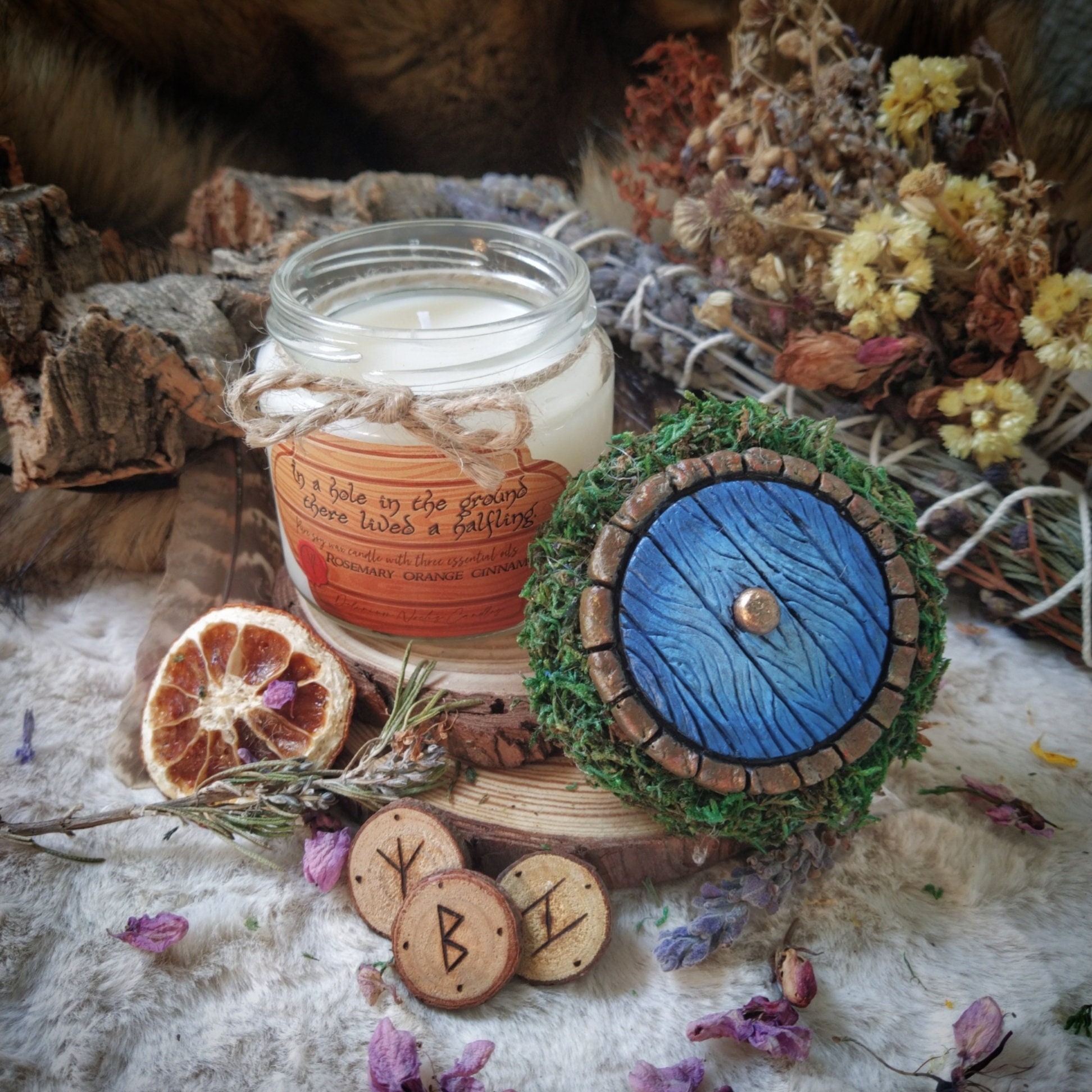 Hobbit Candle | Hobbit Door | 100% Soy Wax Themed Candle | Tolkien Inspired | Reusable Jar | Eco-Friendly Handmade | Hobbit Hole Door