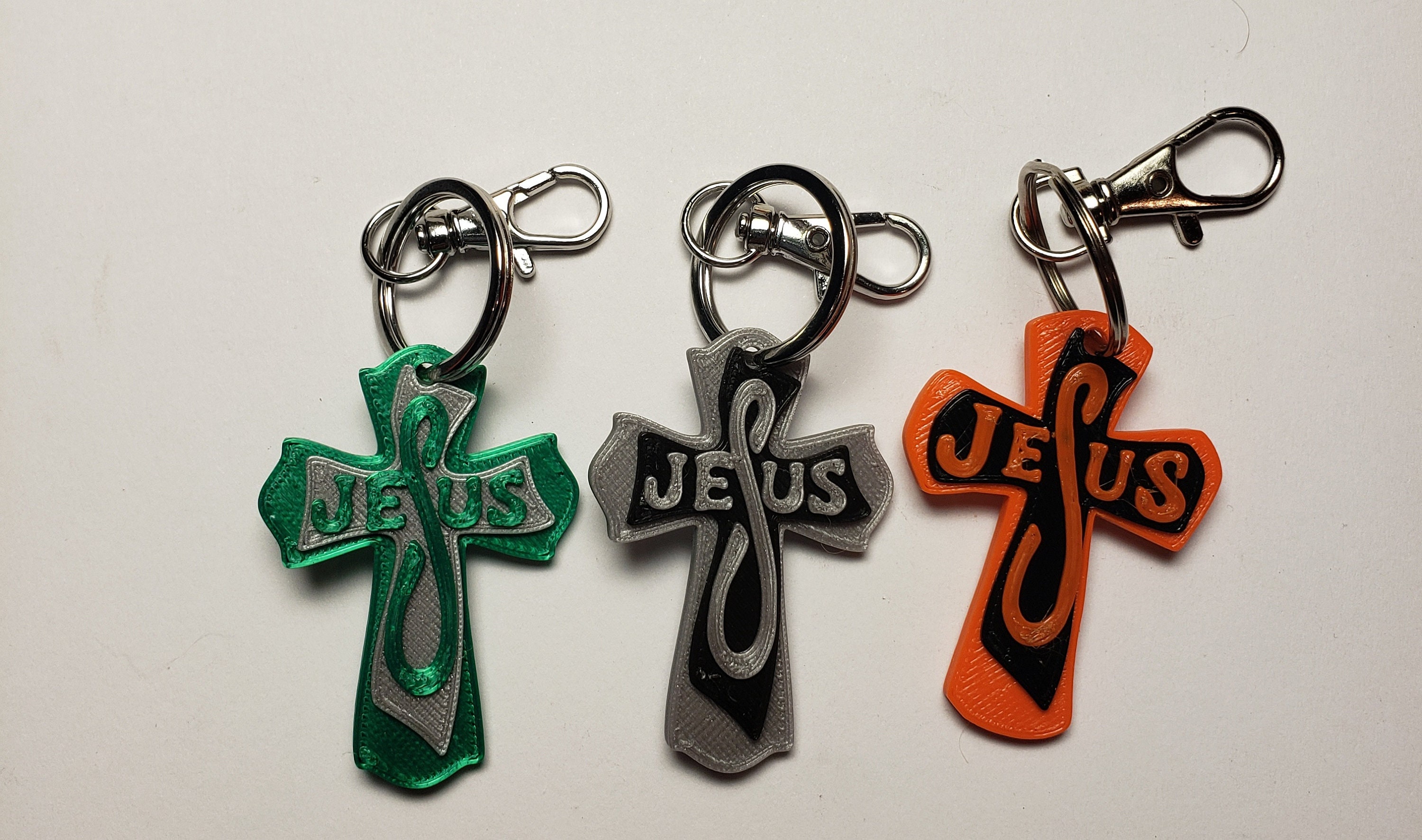 Keychain Jesus Cross Single - Etsy