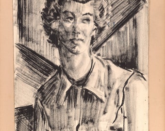 1951 Portrait Art: Pen and Ink Drawing (Digital Download)