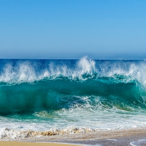 Impressão de ondas do oceano, ondas azuis do oceano, cena de praia, impressão de surfe no oceano, tela de ondas do oceano, arte de parede de ondas do oceano, impressão em tela de ondas, arte de praia