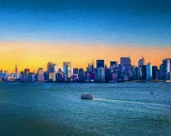 New York City Skyline Kunstdruck, Leinwand oder Metall