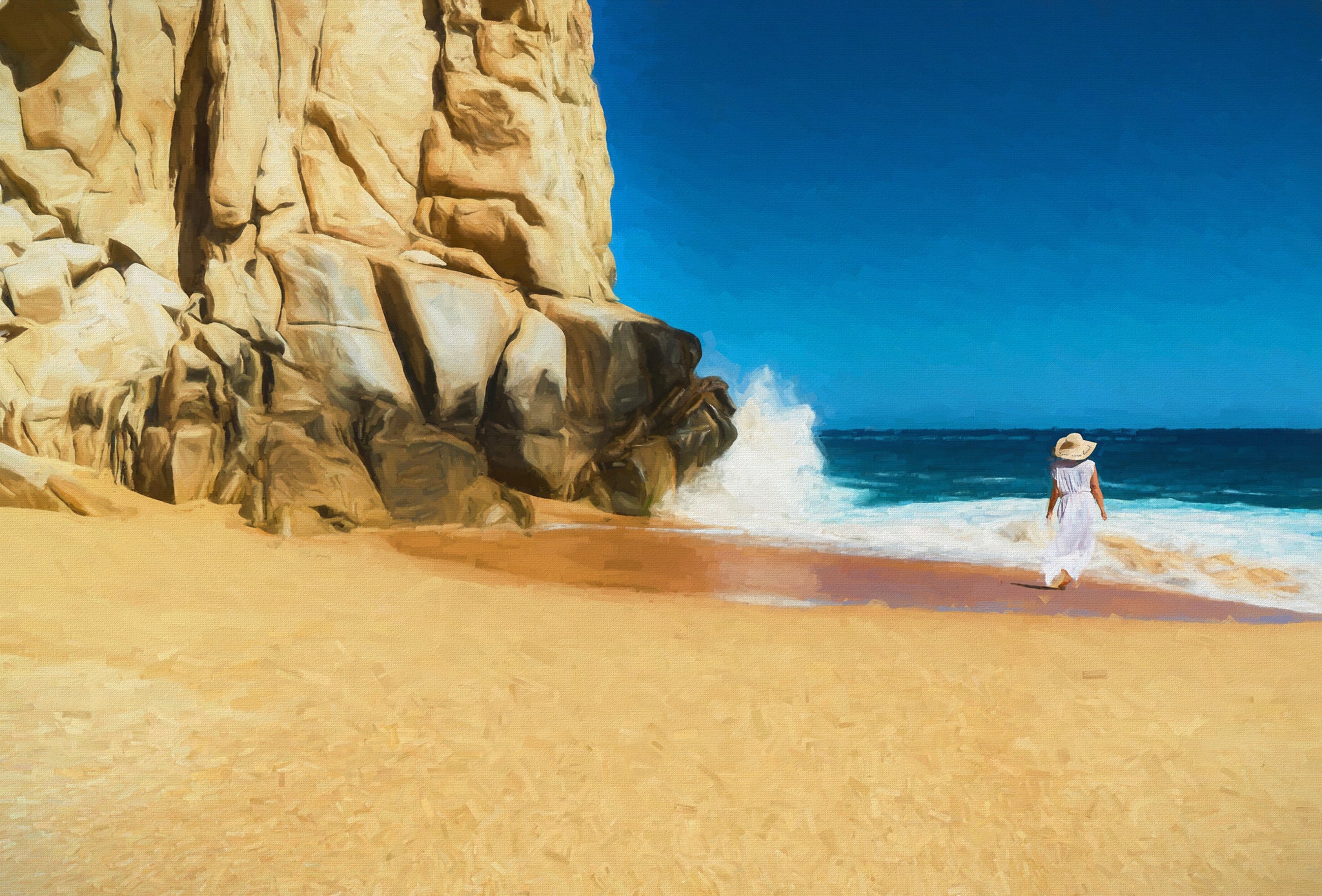Beach Wall Art, Ocean Wall Art, Cabo San Lucas Wall Art, Cabo Rock Print, Woman