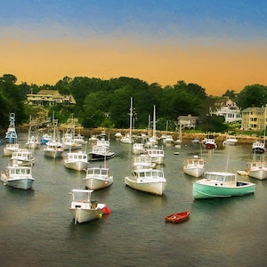 Boats Wall Art, Maine Wall Art, Boats in the Harbour, Seascape canvas, Boats photograph, Coastal Wall Art, Boats Art Print, Maine Art