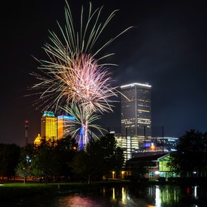 Tulsa Skyline Wall Art, Tulsa Skyline Fireworks Print, Tulsa Skyline Print, Tulsa Art, Tulsa Print, Tulsa Oklahoma Wall Art
