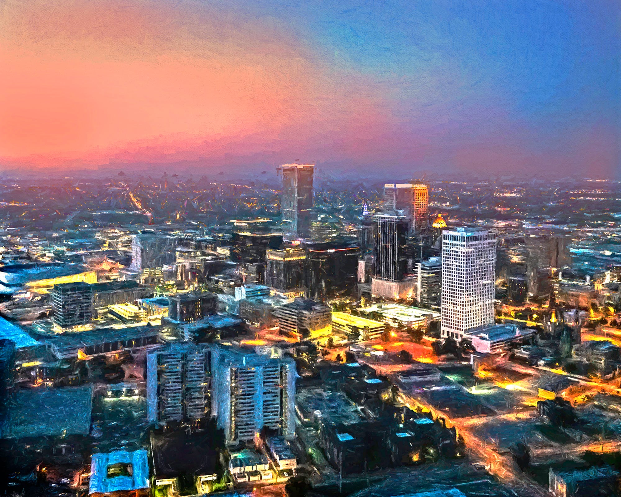 Tulsa Oklahoma Skyline Wall Art, Tulsa Skyline Art, Tulsa Art Print, Tulsa Sunset,
