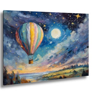 Nursery Room Art, Hot Air Balloon, Pastel Balloon, Children&#39;s Room Wall Art,