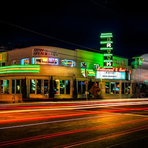 Tulsa Art Print, Tulsa Night Photo, Tulsa Brook Theater, Tulsa Wall Decor, Tulsa Oklahoma Art, Tulsa Print, Tulsa Brookside