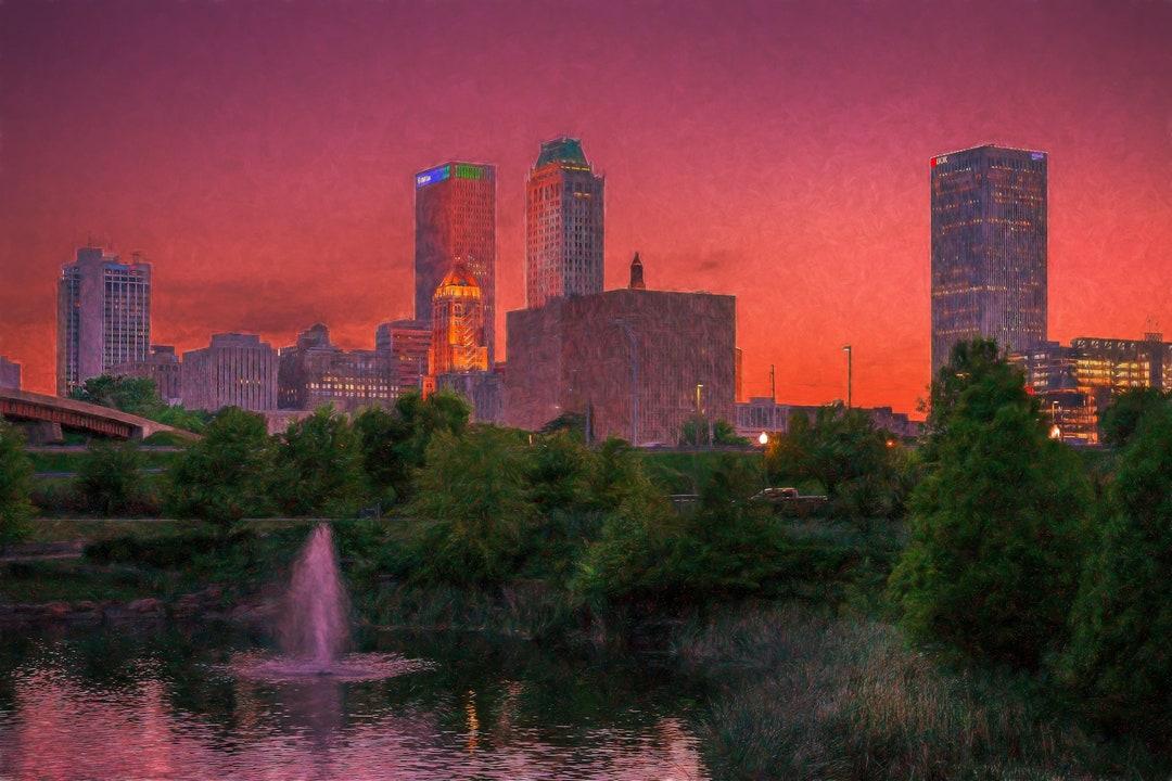 Tulsa Wall Art, Tulsa Centennial Park, Tulsa Skyline Print, Tulsa Art