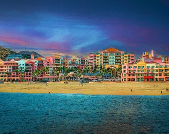 Cabo San Lucas Print, Playa Grande Resort, Sunset Seascape