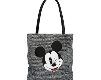 Disney Denim Tote Bag - Grey Disney Canvas tote - Mickey Mouse Shopping Bag - Mickey Mouse Bag - Disney Trip - Mickey Mouse - Disney Gift