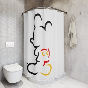 Mickey Silhouette Shower Curtains Disney Colorful Bathroom Decor Mickey Ears Bathroom Decor Mickey Mouse Home Decor Mickey Bathroom Disney