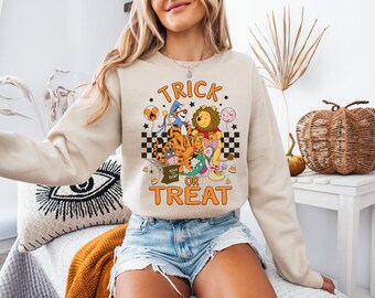 Sudadera de otoño de Winnie The Pooh, sudadera de cuello redondo de Disney, regalo de Disney, sudadera de Halloween de Disneyland, sudadera de otoño de Mickey para fiesta de Halloween, sudadera para mujer