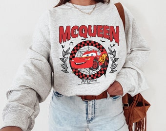 Sudadera de otoño de Cars McQueen con cuello redondo de Disney, regalo de Disney, sudadera de Halloween de Disneyland, sudadera de otoño con fiesta de Halloween de Mickey para mujer