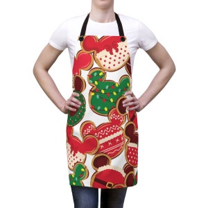 Cute Disney Christmas Cookies Apron, Red Mickey Mouse apron, Cooking apron, Disney Kitchen Apron, Disney Kitchen Home Decor
