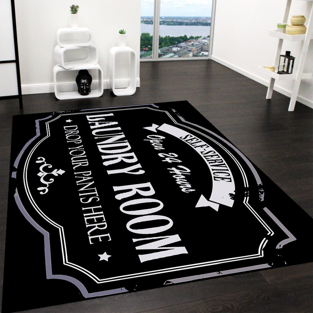 Laundry Room Area Rug Cool Machine Washable Nonslip Laundry Etsy