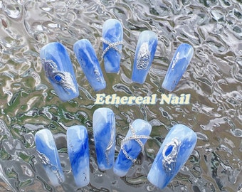 Blue shackles | Fake Nails Set Luxury｜ Press on Nail｜Handmade Nail｜Custom Press on Nails